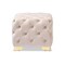 Baxton Studio Avara Beige Velvet Upholstered Gold Finished Button Tufted Ottoman 153-9374 - alternate 6